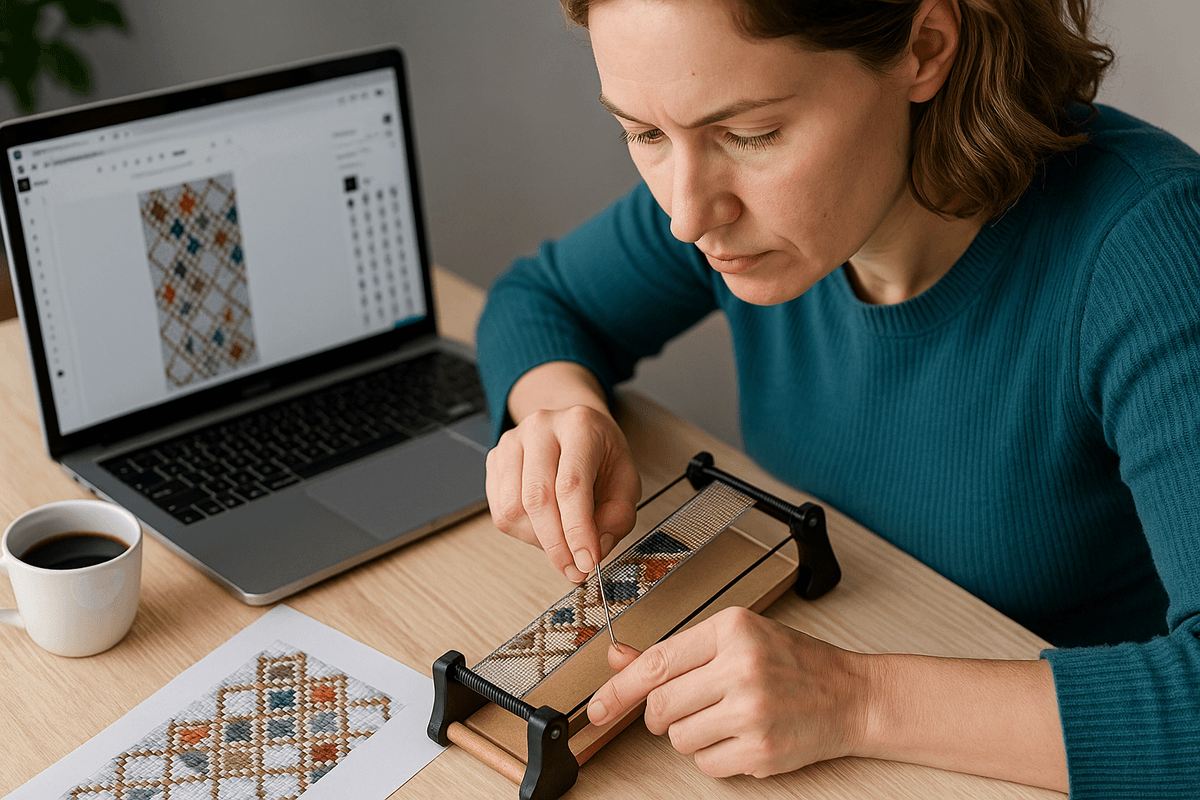 Person working on a beautiful bead loom project using Beadloo